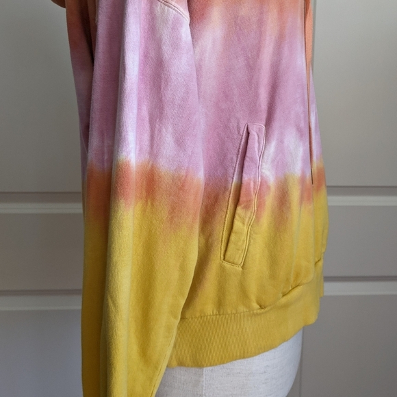 Young Fabulous & Broke Pullover Hooded Cowl  Pockets Tie Dye Orange Pink L NWT - Picture 6 of 16